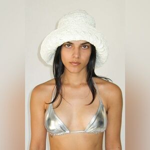 Clyde Lace Bell Wide Brim Sun Crochet Hat Handmade Toyo Straw Beach Hat Vacation